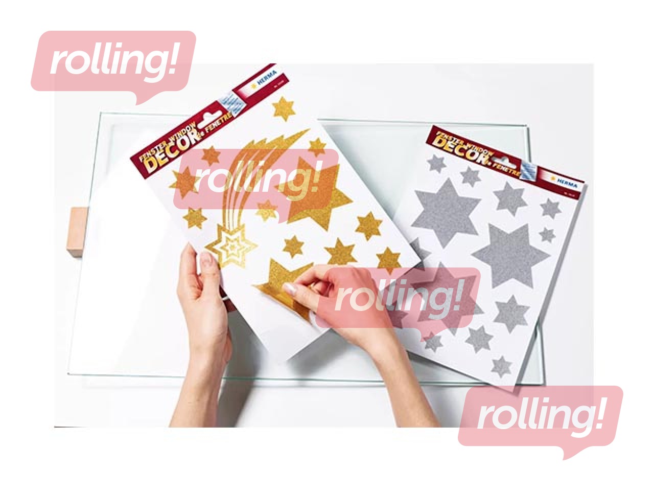 Logu uzlīmes Herma, zelta zvaigznes