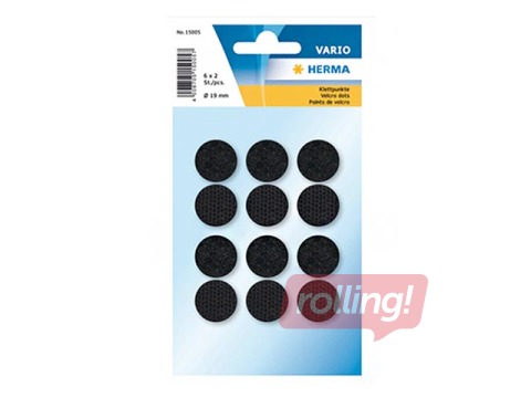 Lipekļu aizdare Herma  Velcro, pašlīmējoša, apaļa, 19mm, melna 