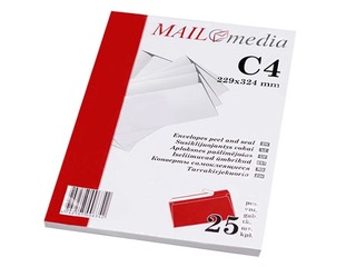 Aploksnes pašlīmējošas ar lentu, C4, 25 gab., baltas