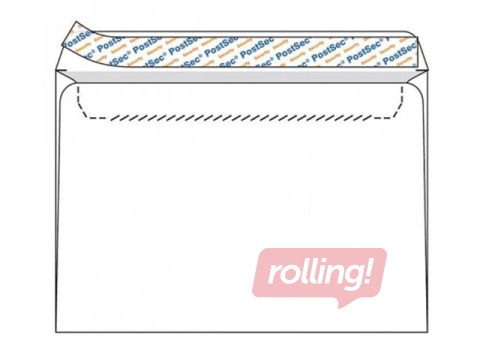 Aploksnes pašlīmējošas ar lentu Postsec ar aizsardzības joslu, C4, 500 gab., baltas