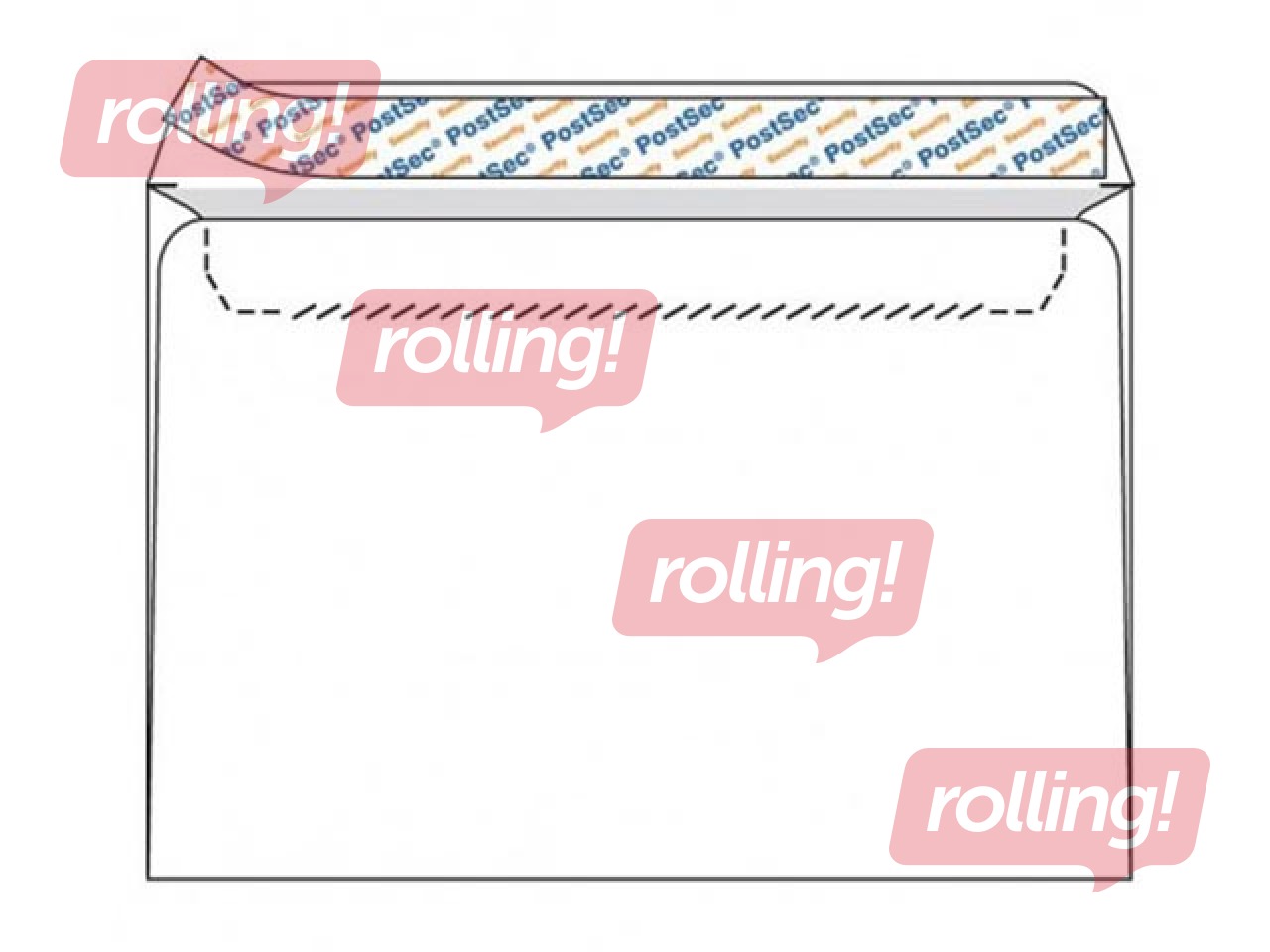 Aploksnes Postsec C5 ar aizsardzības joslu, 162 x 229 mm, 1000 gab., baltas