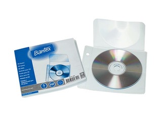 CD/DVD aploksnes ar klapīti, PP, iešujamas mapē, 5 gab., caurspīdīgas