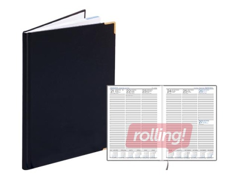 Dienasgrāmata Prestige, A5, basis, melna, 2025