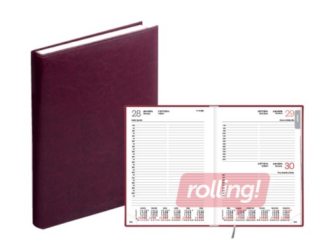 Dienasgrāmata Manager, A5, mākslīgā āda, bordo