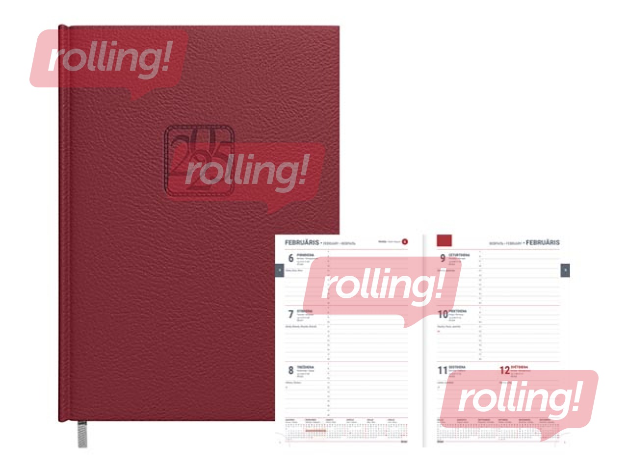 Dienasgrāmata Assistant, A5, mākslīgā āda, bordo