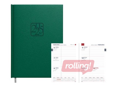 Dienasgrāmata Assistant, A5, mākslīgā āda, tumši zaļa