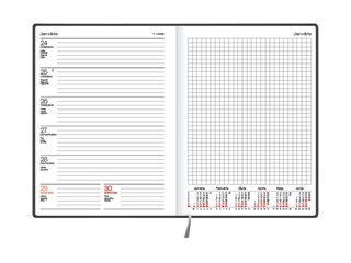 Dienasgrāmata Quadro, A5, mākslīgā āda Soft, melna