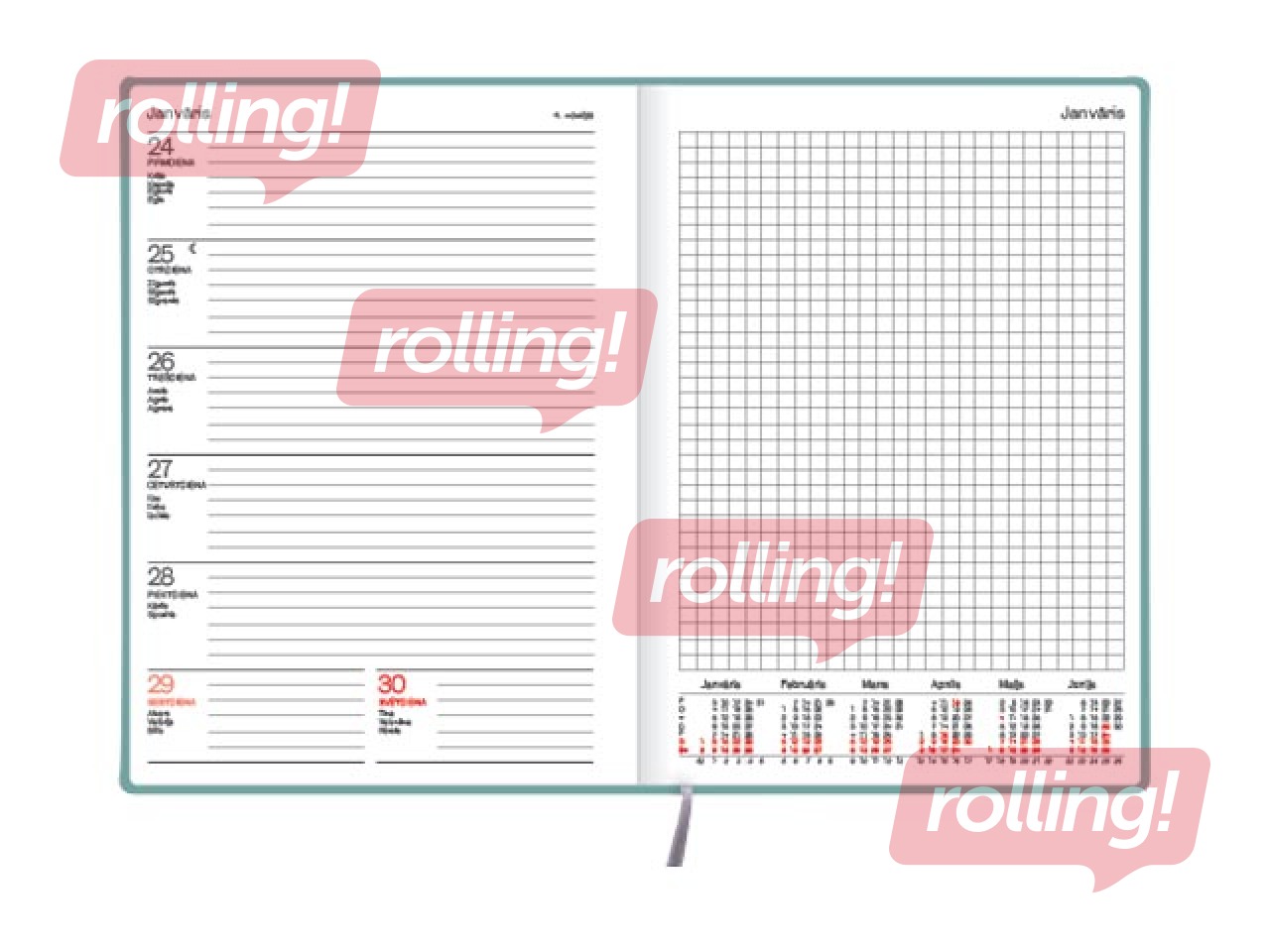 Dienasgrāmata Quadro, A5, mākslīgā āda Soft, salvijas zaļa