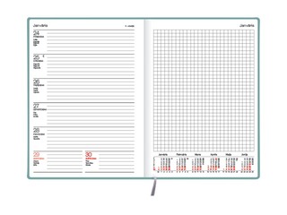 Dienasgrāmata Quadro, A5, mākslīgā āda Soft, salvijas zaļa