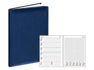 Dienasgrāmata Quadro ar spirāli, A5, mākslīgā āda, zils