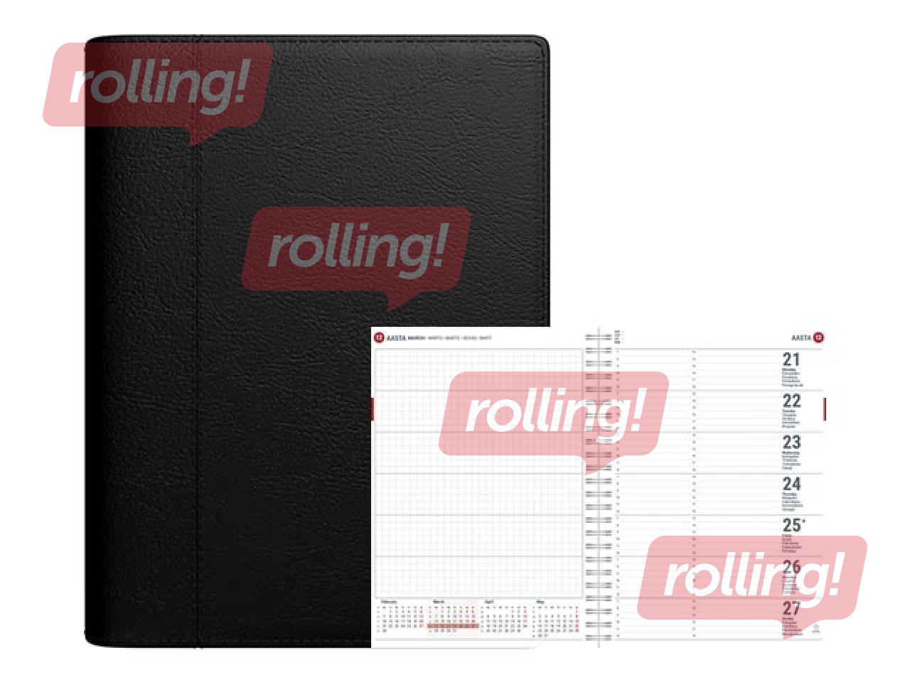 Dienasgrāmata Unika Spirex, A5, mākslīgā āda, melna