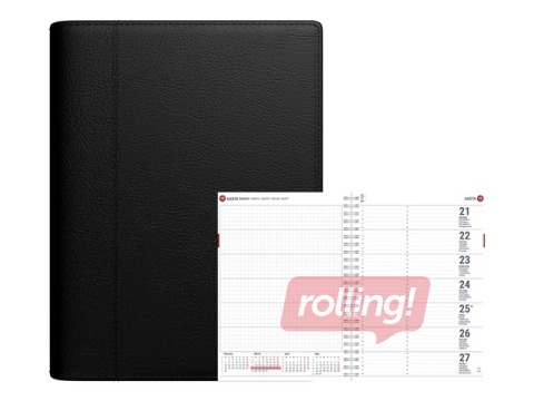 Dienasgrāmata Unika Spirex, A5, mākslīgā āda, melna