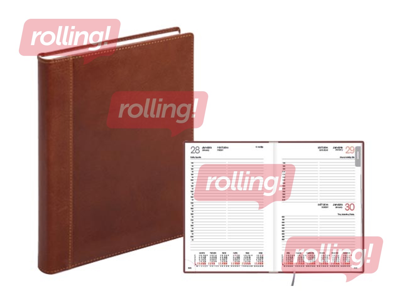 Dienasgrāmata Manager, A5, tamponato āda, brūna 