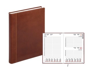 Dienasgrāmata Manager, A5, tamponato āda, brūna 