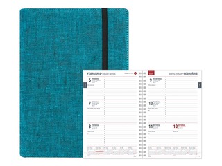 Dienasgrāmata Spirex Linen, A5, tirkīza