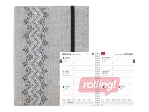 Dienasgrāmata Spirex Embroidery, A5, Linen pelēka