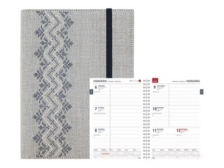 Dienasgrāmata Spirex Embroidery, A5, Linen pelēka