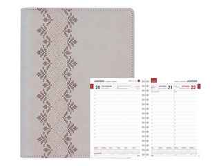 Dienasgrāmata Boss Pattern, A5, mākslīgā āda, gaiši pelēka