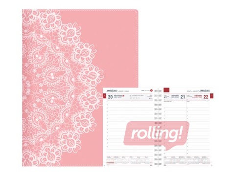 Dienasgrāmata Boss Trend, White Lace, A5, mākslīgā āda