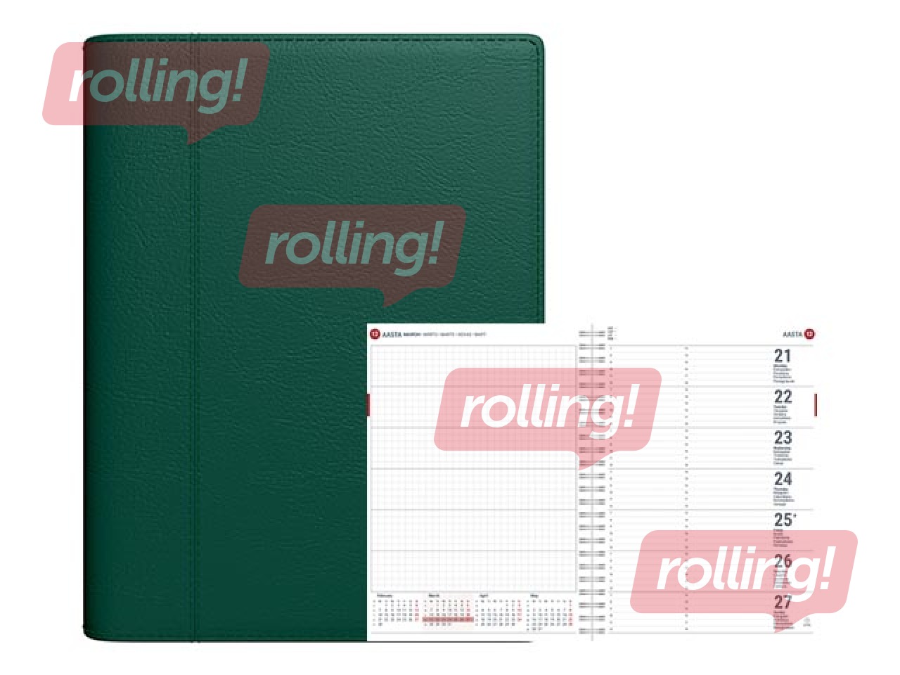 Dienasgrāmata Unika Spirex, mākslīgā āda, tumši zaļa