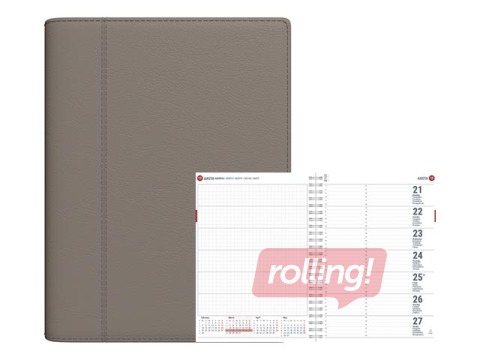 Dienasgrāmata Unika Spirex, mākslīgā āda, pelēka