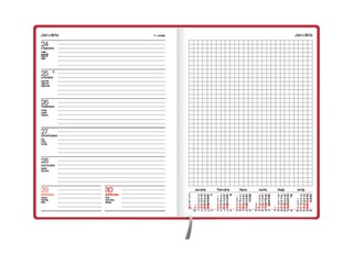 Dienasgrāmata Quadro Trend Red, A5, mākslīgā āda, sarkana