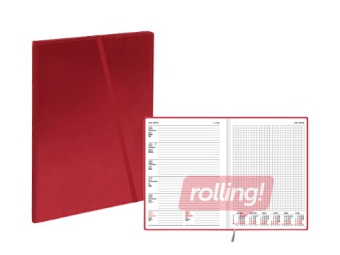 Dienasgrāmata Quadro Trend Red, A5, mākslīgā āda, sarkana