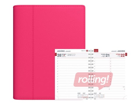 Dienasgrāmata Tempo Spirex Diena, mākslīgā āda, rozā