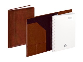 Dienasgrāmata Manager, A5, mākslīgā āda ar spirāli, brūna