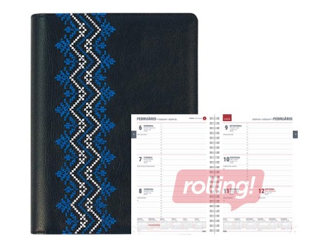 Dienasgrāmata Spirex Pattern, A5, makslīgā āda, zila