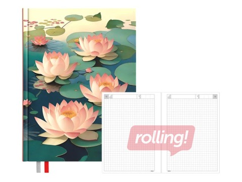 Dienasgrāmata - piezīmju bloks, 134 x 184 mm, Lotus