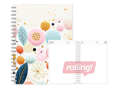 Dienasgrāmata - piezīmju bloks bez datumiem, Tempo Spiral, punktotas lapas, Sunny Day
