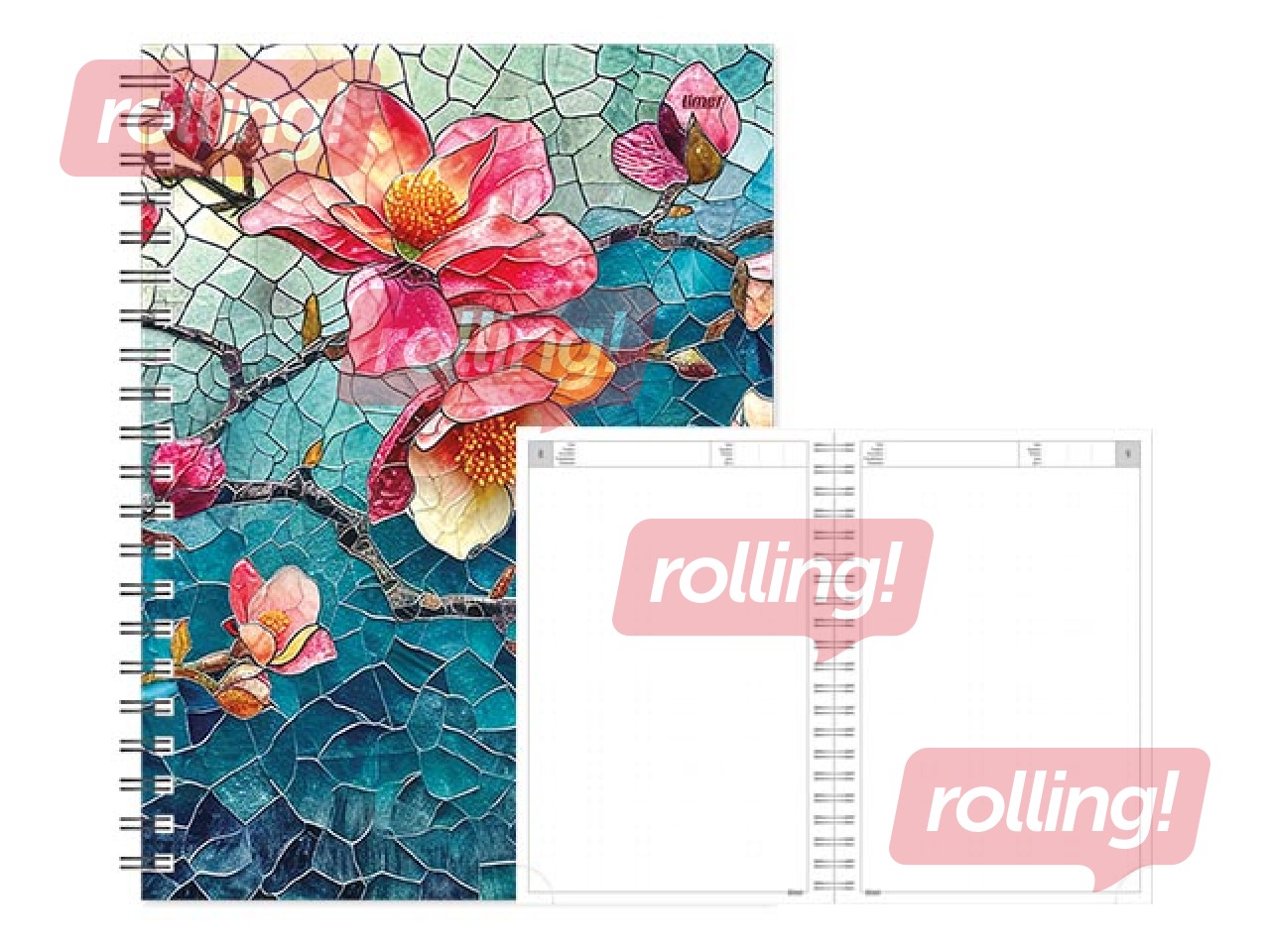 Dienasgrāmata - piezīmju bloks bez datumiem, Tempo Spiral, punktotas lapas, Magnolia