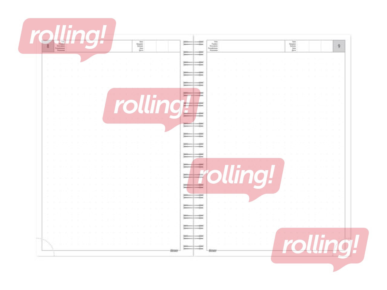 Dienasgrāmata - piezīmju bloks bez datumiem, Tempo Spiral, punktotas lapas, Magnolia