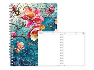 Dienasgrāmata - piezīmju bloks bez datumiem, Tempo Spiral, punktotas lapas, Magnolia