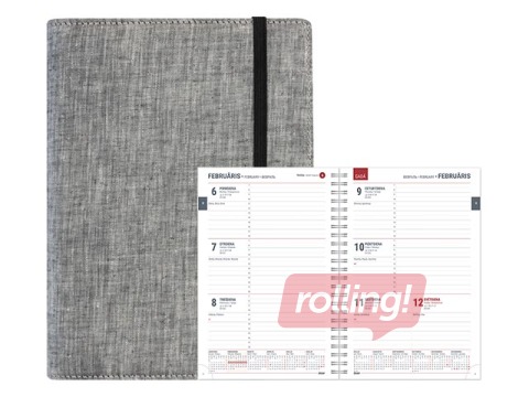 Dienasgrāmata Spirex Linen, A5, gaiši pelēka