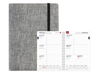 Dienasgrāmata Spirex Linen, A5, gaiši pelēka