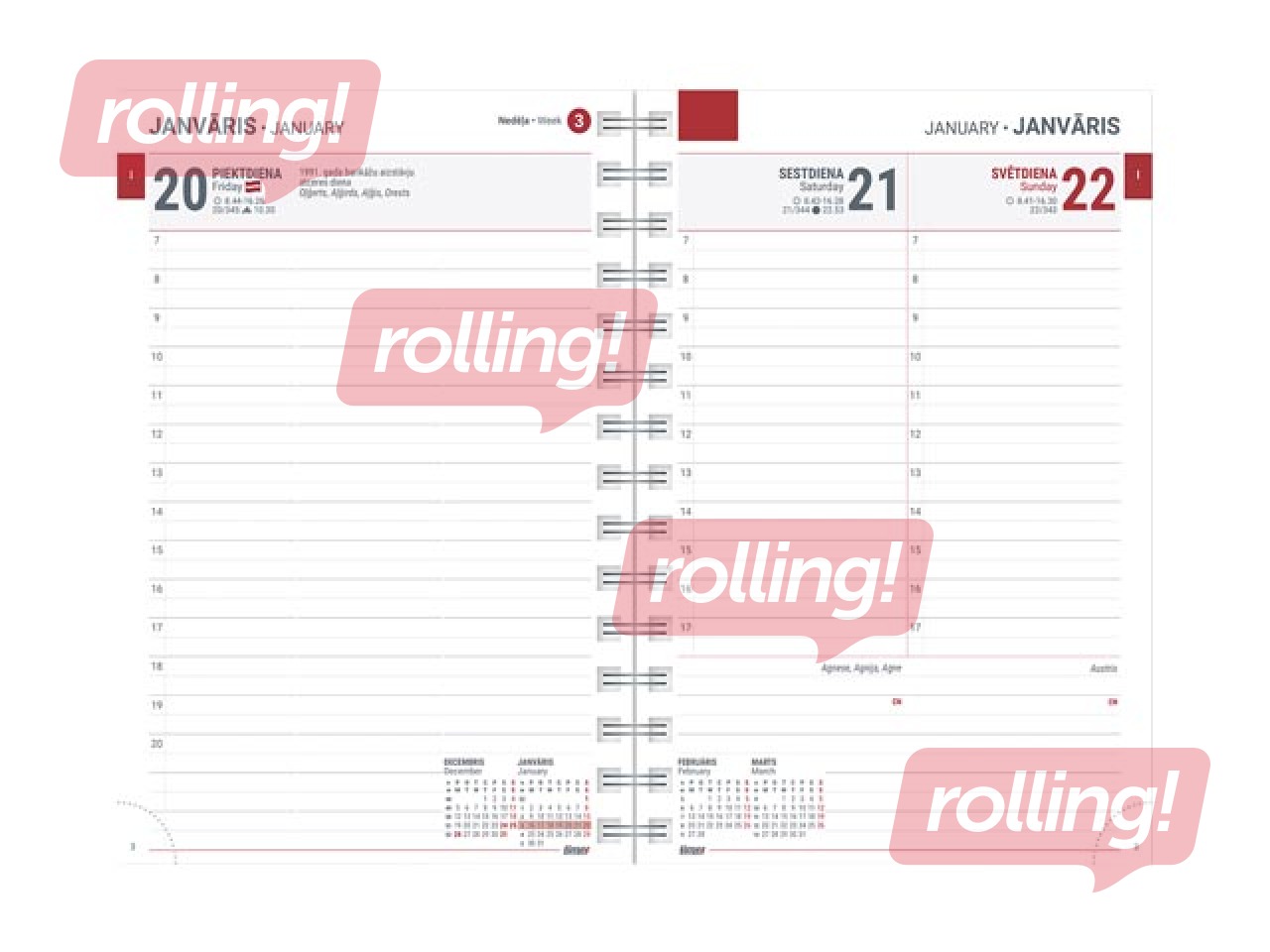 Dienasgrāmata Tempo Spiral Design Diena, Night Light