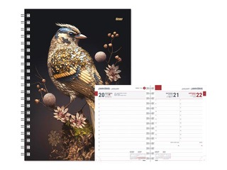 Dienasgrāmata Tempo Spiral Design Diena, Golden Bird