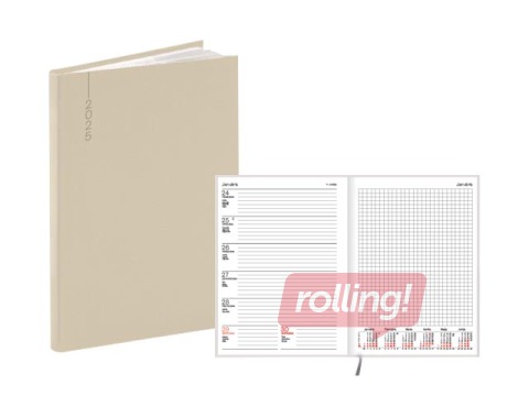 Dienasgrāmata Quadro, A5, flex balacron, bēša