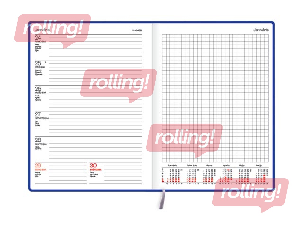 Dienasgrāmata Quadro Trend Blue, A5, mākslīgā āda, zila
