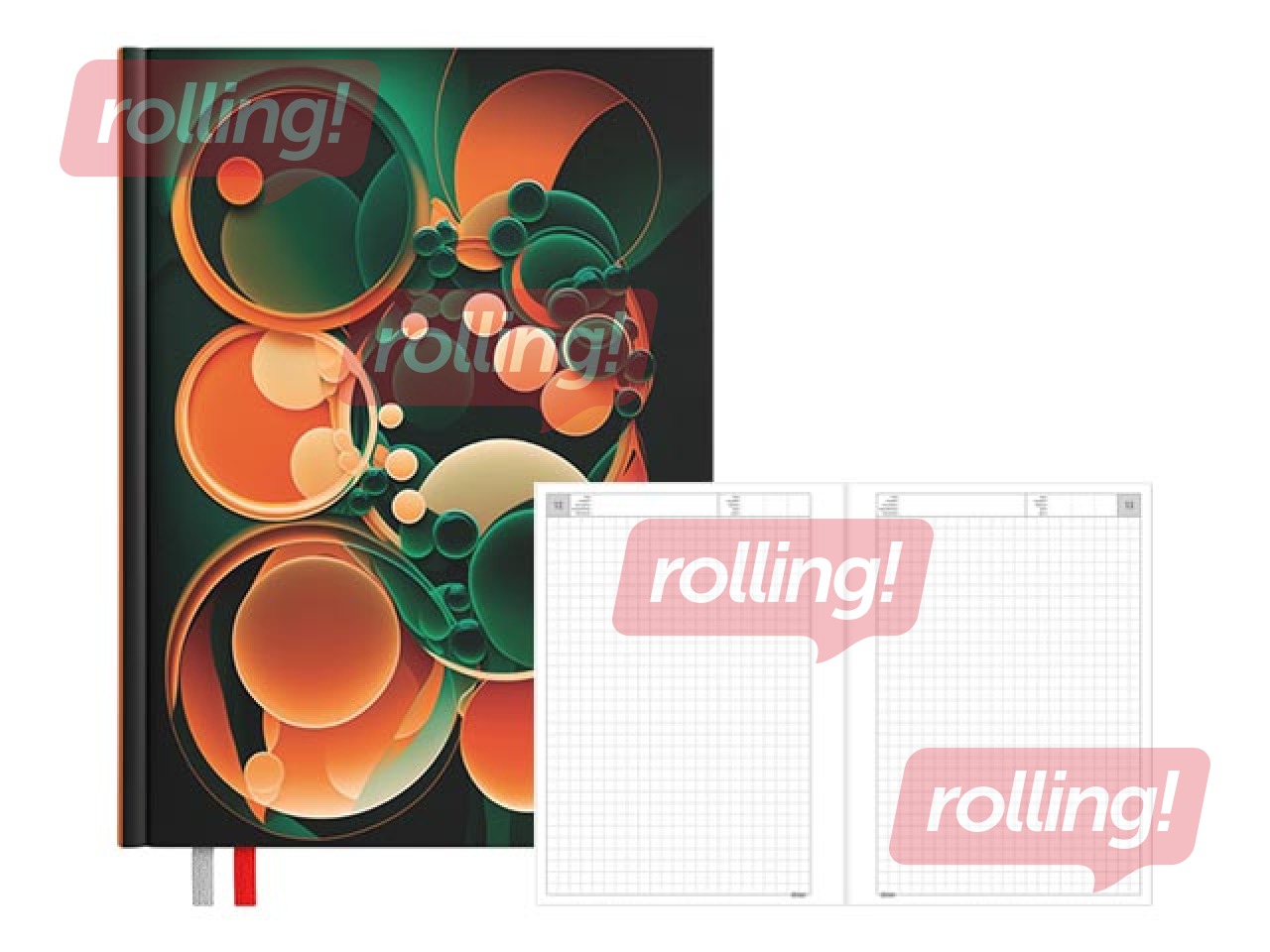 Dienasgrāmata - piezīmju bloks, 134 x 184 mm, rūtiņu lapas, Fire