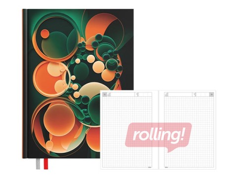 Dienasgrāmata - piezīmju bloks, 134 x 184 mm, rūtiņu lapas, Fire