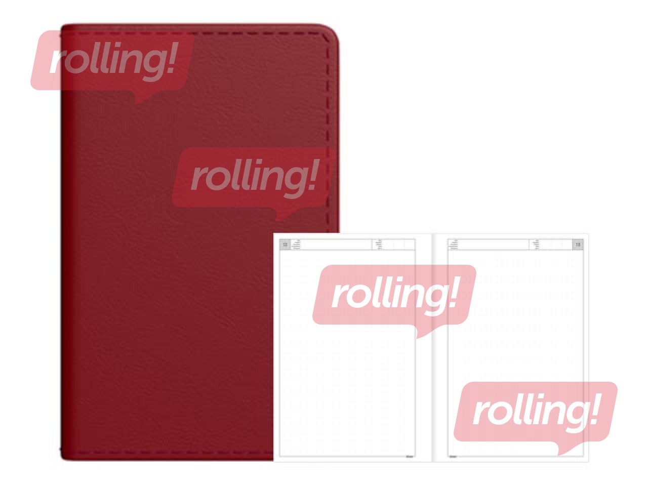 Dienasgrāmata - piezīmju bloks, Mini A8, punktotas lapas, bordo