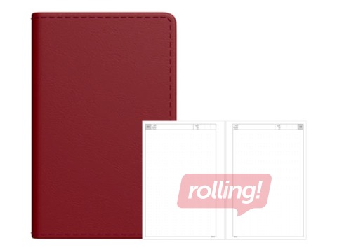 Dienasgrāmata - piezīmju bloks, Mini A8, punktotas lapas, bordo