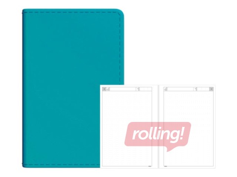 Dienasgrāmata - piezīmju bloks, Mini A8, punktotas lapas, tirkīza