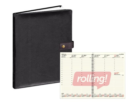 Dienasgrāmata Advocate, A4, ar pogu, mākslīgā āda, melna