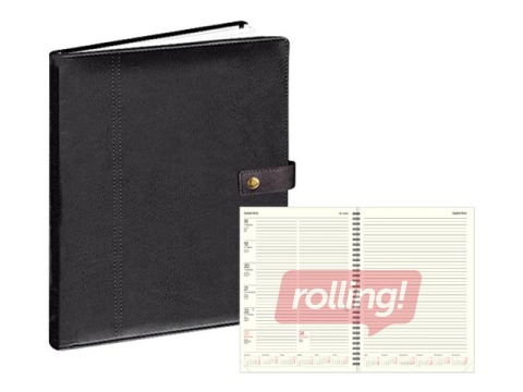 Dienasgrāmata Fortune ar pogu, A4, mākslīgā āda, melna