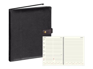 Dienasgrāmata Fortune ar pogu, A4, mākslīgā āda, melna