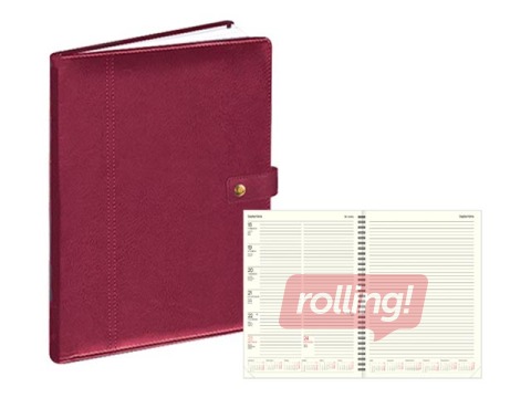 Dienasgrāmata Fortune ar pogu, A4, mākslīgā āda, bordo